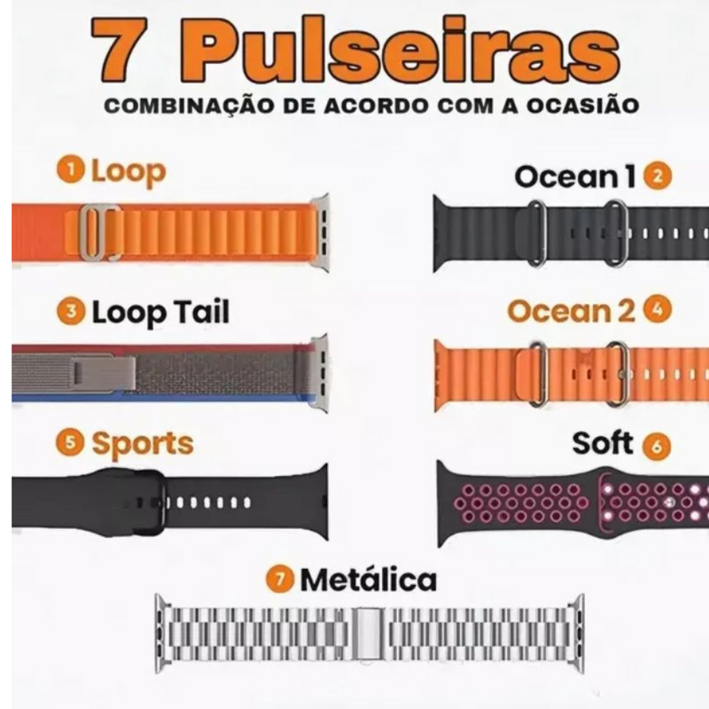 ULTRA 9 RELÓGIO Smartwatch - 49mm c/ 7 Pulseiras