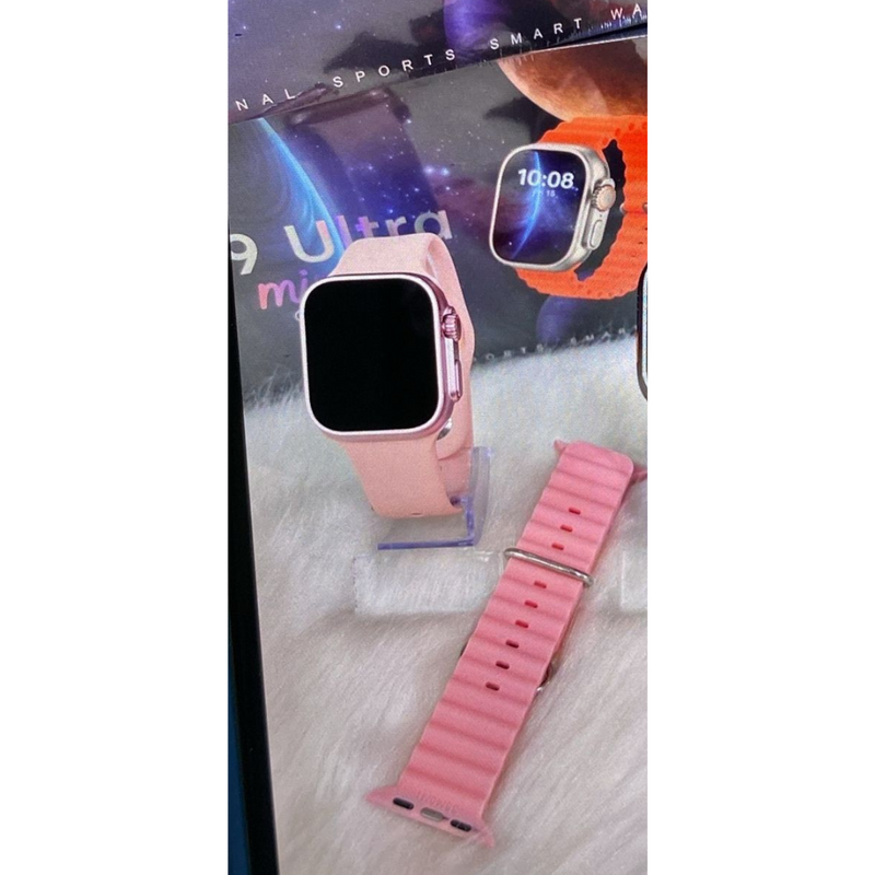 GS9 RELÓGIO SMARTWATCH ROSA Ultra Mini 41mm 2 Pulseiras