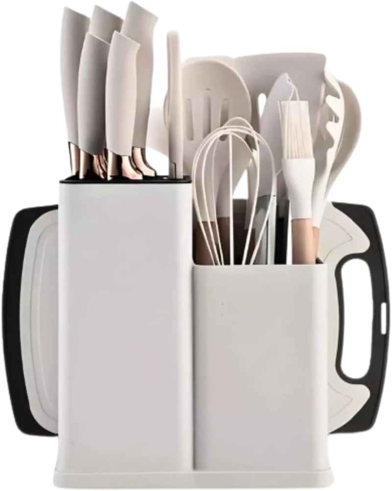 BEGE - 19 peças - Conjunto de Utensílios de Cozinha Completo
