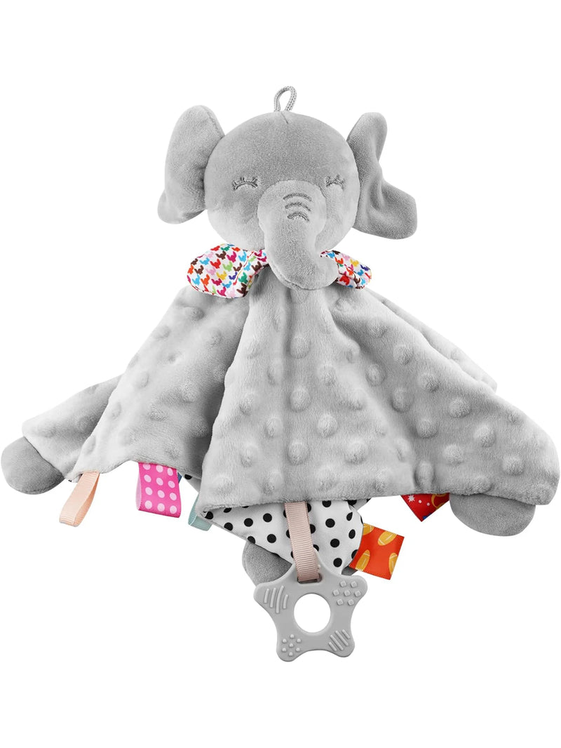 Cobertor Confortável de Bebê Elefante-Toalha Macia, Brinquedos de Animais Chocalho para Bebê- Acalmar e Reassegurar-Toalha de Dormir.