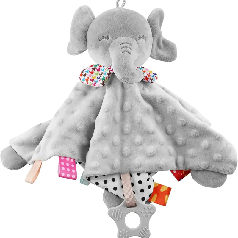 Cobertor Confortável de Bebê Elefante-Toalha Macia, Brinquedos de Animais Chocalho para Bebê- Acalmar e Reassegurar-Toalha de Dormir.