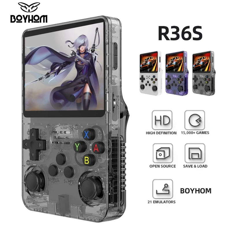 Console de Jogos Portátil Retrô BOYHOM R36S Sistema Linux Tela IPS de 3,5 polegadas R35s Pro Reprodutor de Vídeo de Bolso Portátil Jogos de 64 e 128 GB