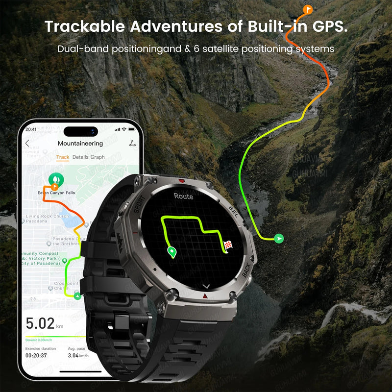Smartwatch GPS T-Rex3 2025 para Xiaomi IOS Smartwatch Militar Masculino 10ATM à Prova D'água