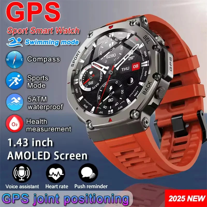 Smartwatch GPS T-Rex3 2025 para Xiaomi IOS Smartwatch Militar Masculino 10ATM à Prova D'água