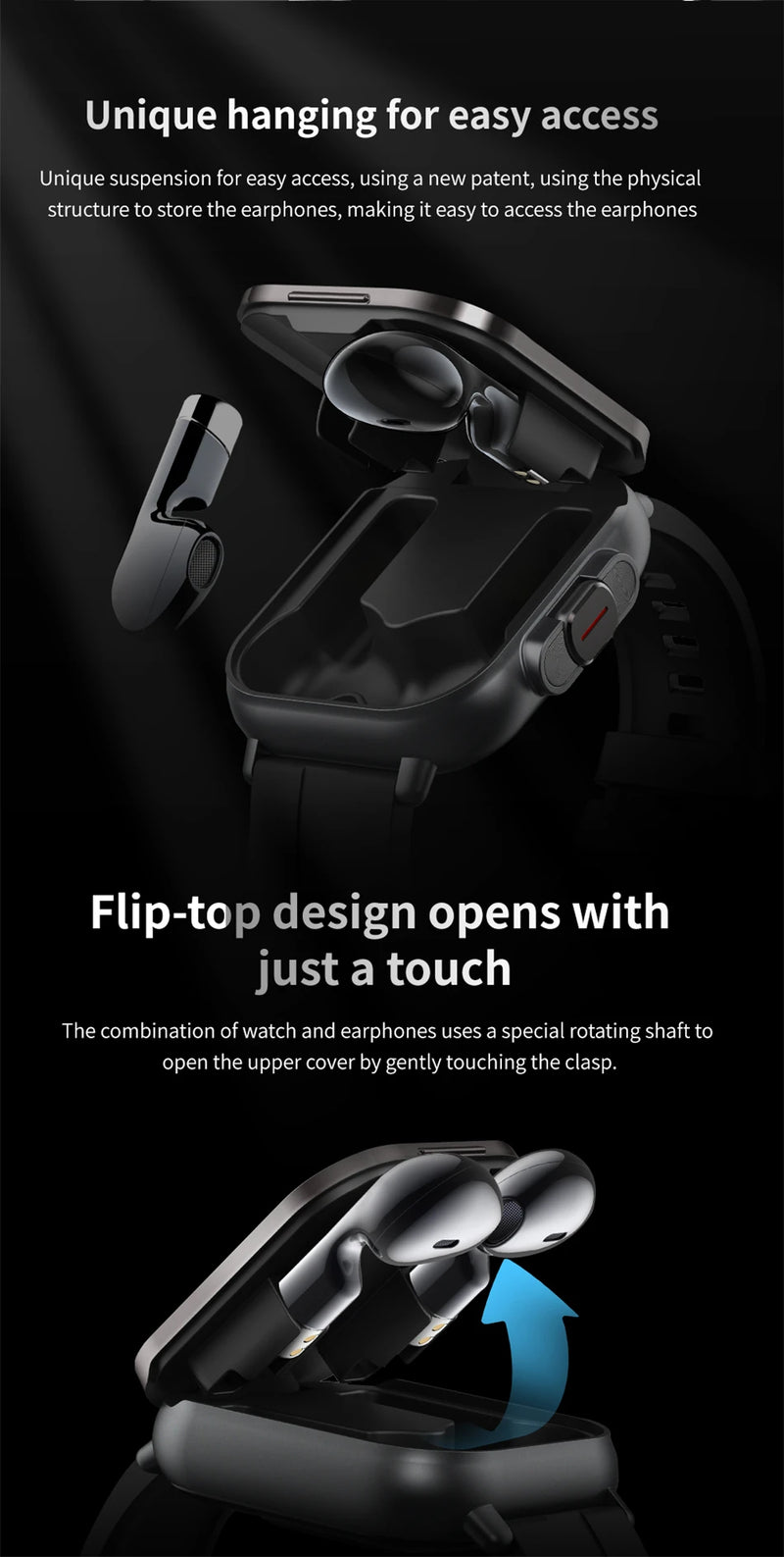 Relógio inteligente 2 em 1 com fone de ouvido, Bluetooth, chamada, relógio masculino, GPS, monitoramento de frequência cardíaca, reprodução de música