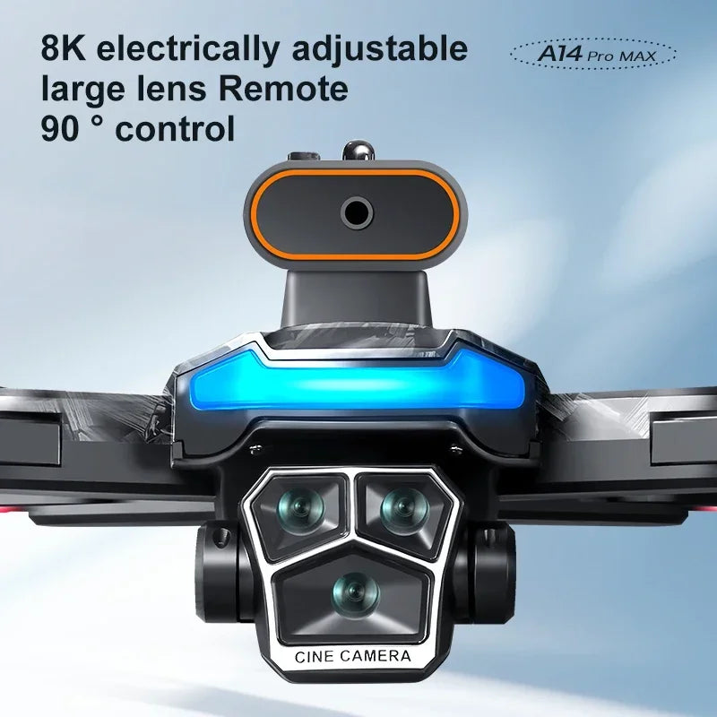 Drone Xiaomi A14Pro Max 8K HD GPS ( sem escovas) Três Câmeras Óptica de Fluxo Evita Obstáculos - Com bateria