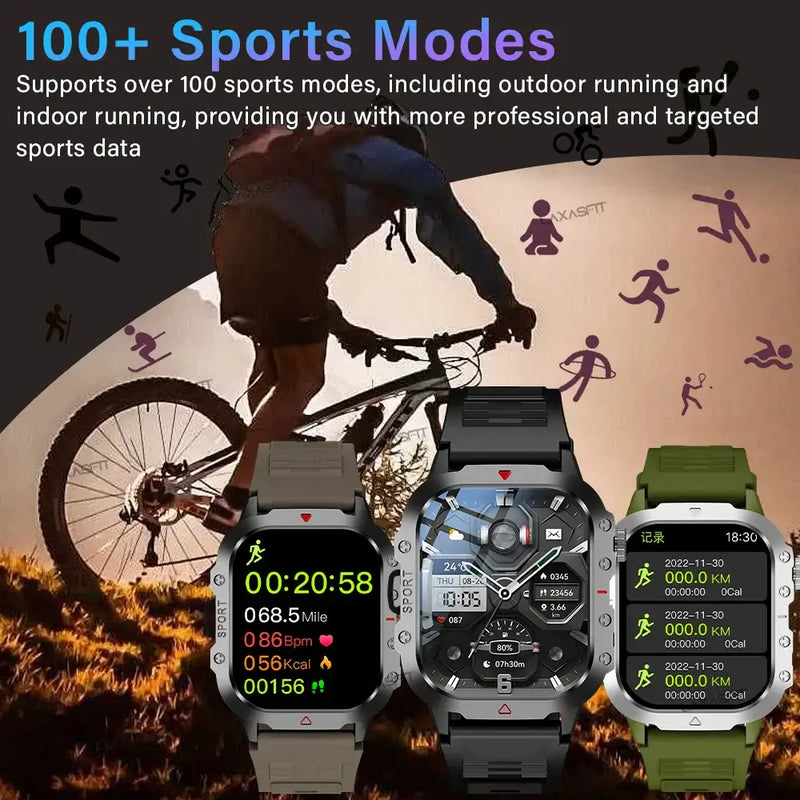 Relógio Inteligente para Esportes ao Ar Livre KESHUYOU com Tela HD de 2,01 polegadas, Lanterna de LED, Relógio Inteligente com Bluetooth e Função de Conversação para Homens e Mulheres - Presentes para Feriados
