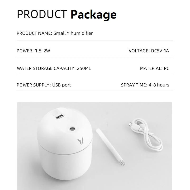 Difusor de Óleo Essencial de Aroma Umidificador de Ar Mini USB de 250ML Para Carro Domésticos silencioso. Ultrassônico com Lâmpada de Cor LED