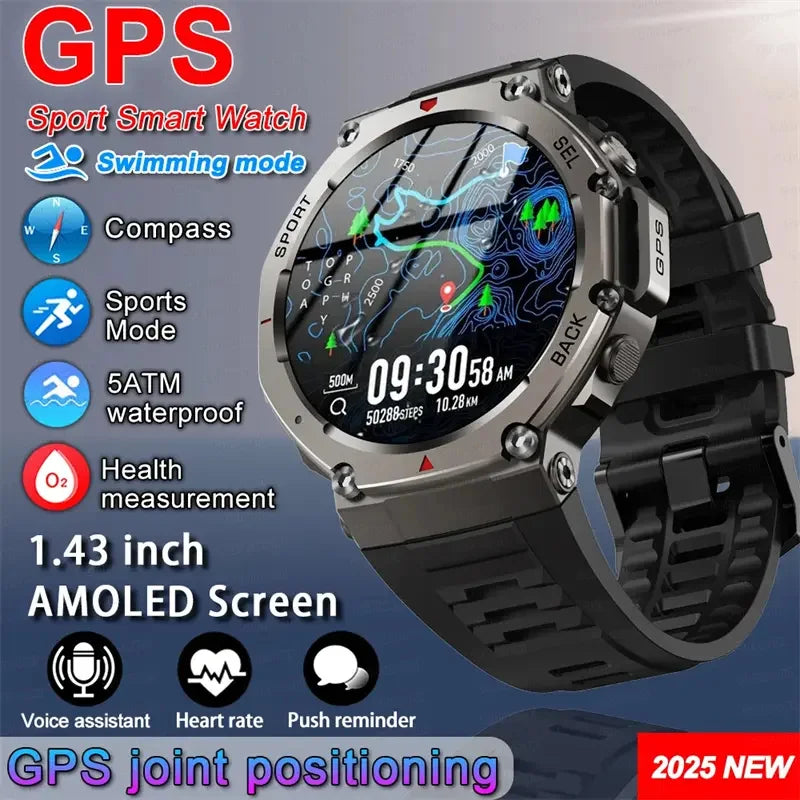 Smartwatch GPS T-Rex3 2025 para Xiaomi IOS Smartwatch Militar Masculino 10ATM à Prova D'água