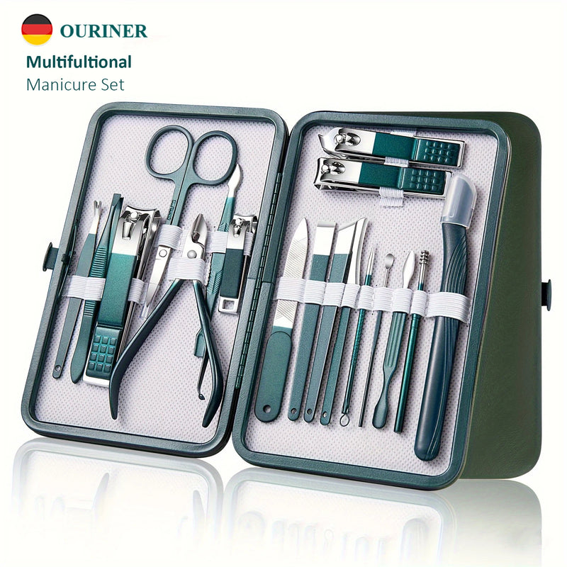 Kit profissional de cuidados com as unhas de 7/10/12/18 peças, conjunto de manicure e pedicure em aço inoxidável com estojo de viagem