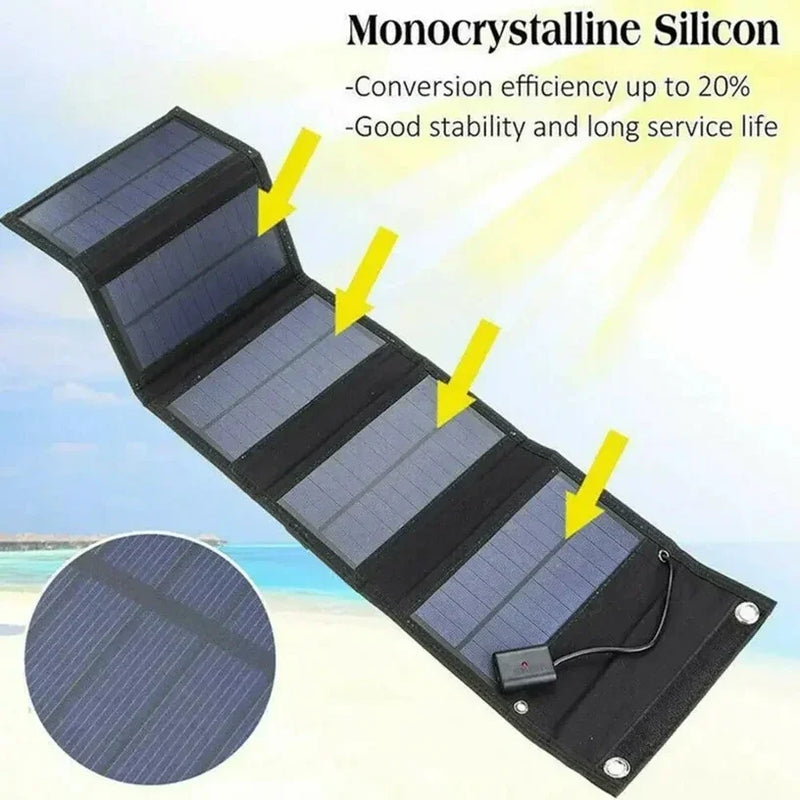 Painel Solar Dobrável 70/40W Carregador de Bateria Portátil USB 5V para Celular à Prova d'Água Power Bank para Acessórios de Camping