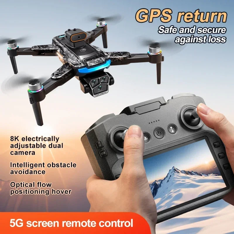 Drone Xiaomi A14Pro Max 8K HD GPS ( sem escovas) Três Câmeras Óptica de Fluxo Evita Obstáculos - Com bateria
