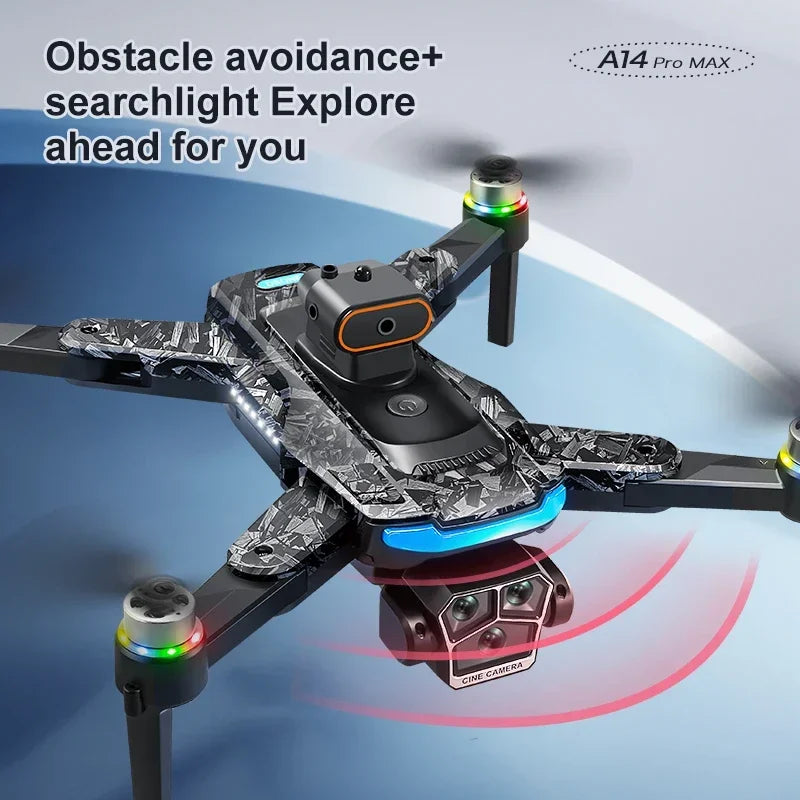 Drone Xiaomi A14Pro Max 8K HD GPS ( sem escovas) Três Câmeras Óptica de Fluxo Evita Obstáculos - Com bateria