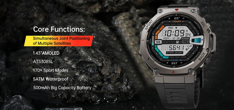 Smartwatch GPS T-Rex3 2025 para Xiaomi IOS Smartwatch Militar Masculino 10ATM à Prova D'água