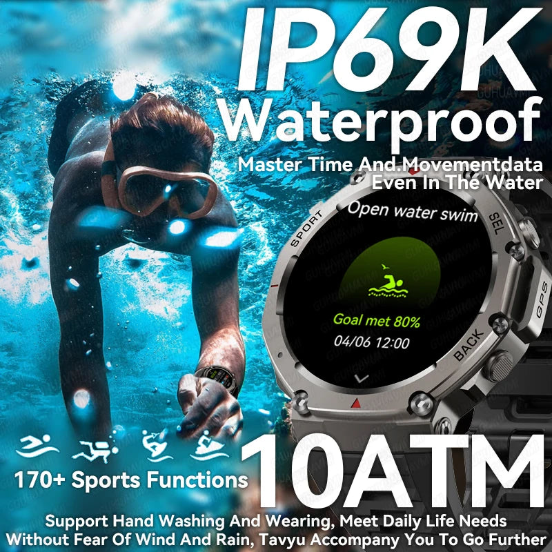 Smartwatch GPS T-Rex3 2025 para Xiaomi IOS Smartwatch Militar Masculino 10ATM à Prova D'água