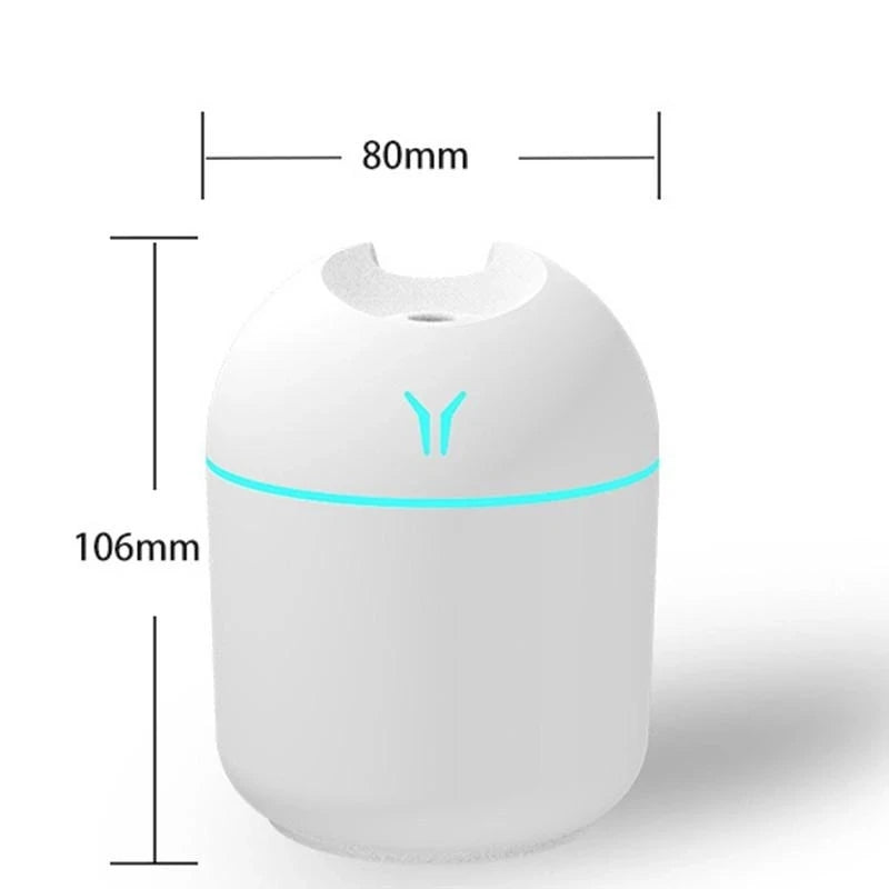 Difusor de Óleo Essencial de Aroma Umidificador de Ar Mini USB de 250ML Para Carro Domésticos silencioso. Ultrassônico com Lâmpada de Cor LED