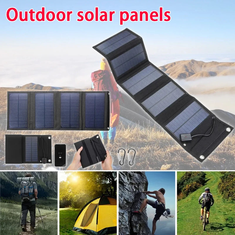 Painel Solar Dobrável 70/40W Carregador de Bateria Portátil USB 5V para Celular à Prova d'Água Power Bank para Acessórios de Camping